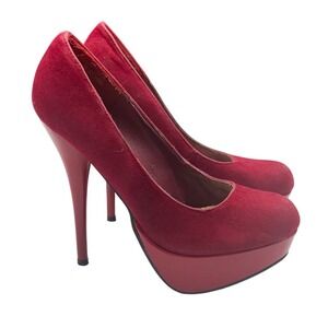 Red Suede Platform Patent Leather 5 inch Stiletto Heels Sexy Valentine's Size 6